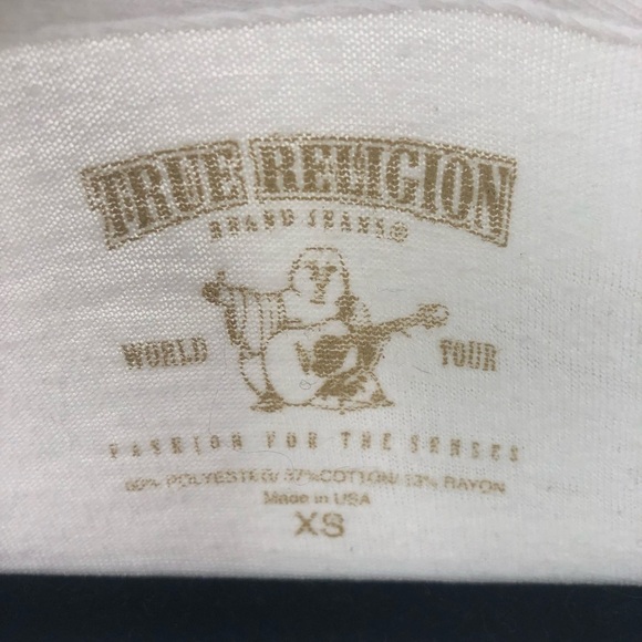 𝅺true Religion White World Tour ‘56 Deep V Neck Skull Tee - Picture 4 of 7
